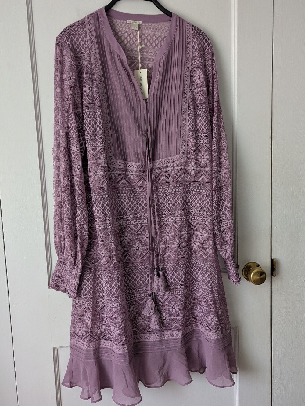 Sundance Maxine Lace Dress In Purple Large New Boho Prairie Romantic Festival - Picture 3 of 11
